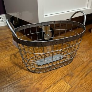 NEW brushed nickel like oval wire metal basket